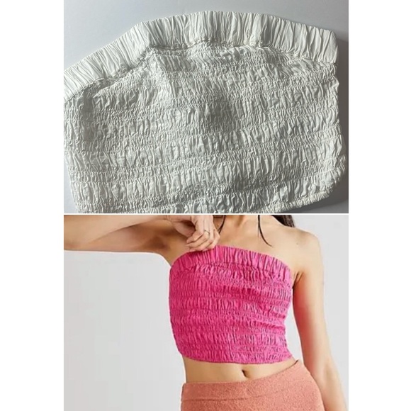 Free People Brielle Smocked Cotton Strapless Tube Top White Small - Picture 1 of 12